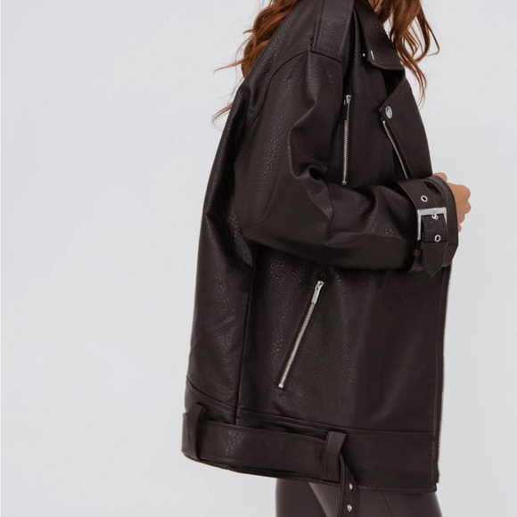 Weworewhat Oversized Faux Leather Moto Jacket - Picture 2 of 2
